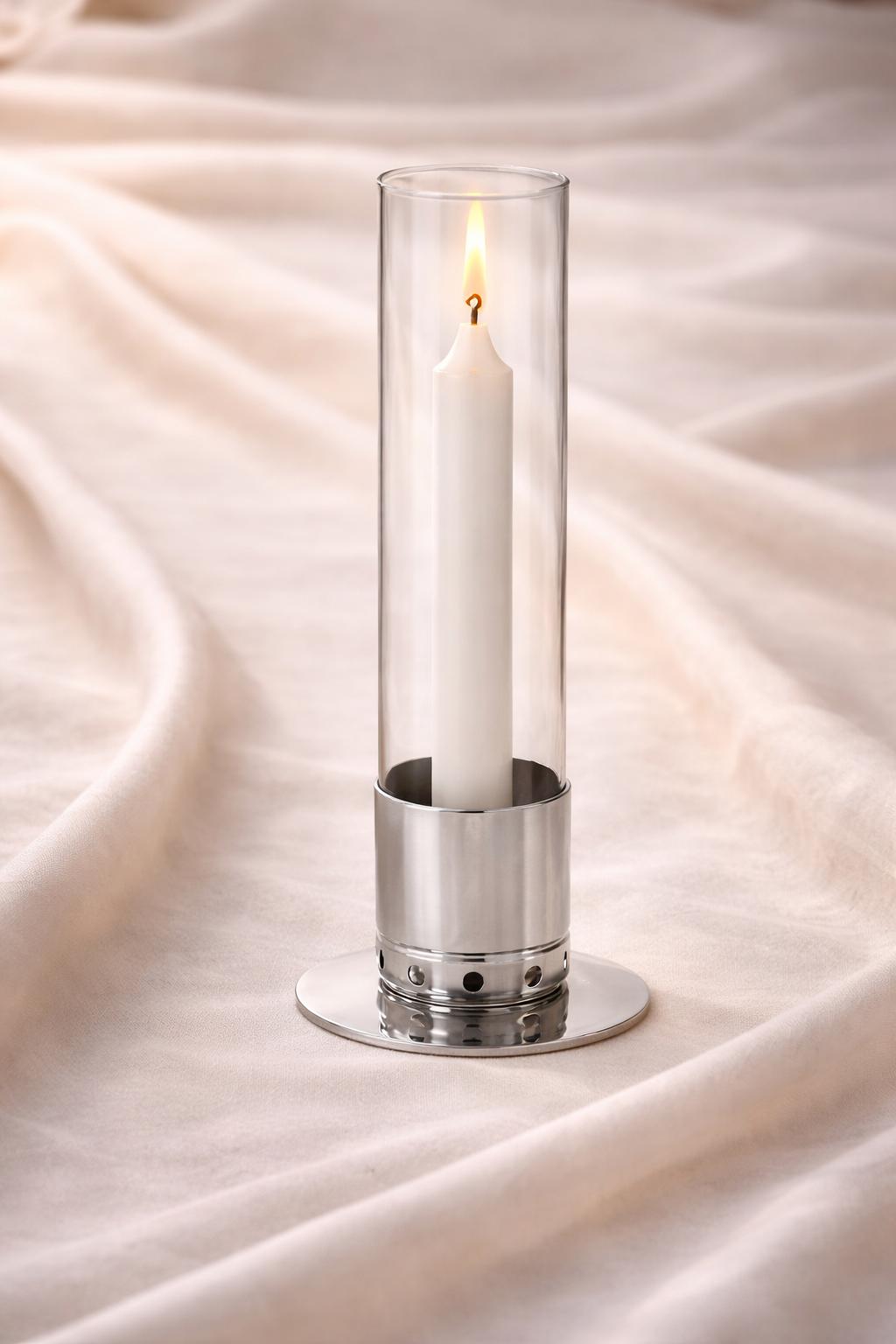 Elegant Windproof Candle Lantern – Nickel Base