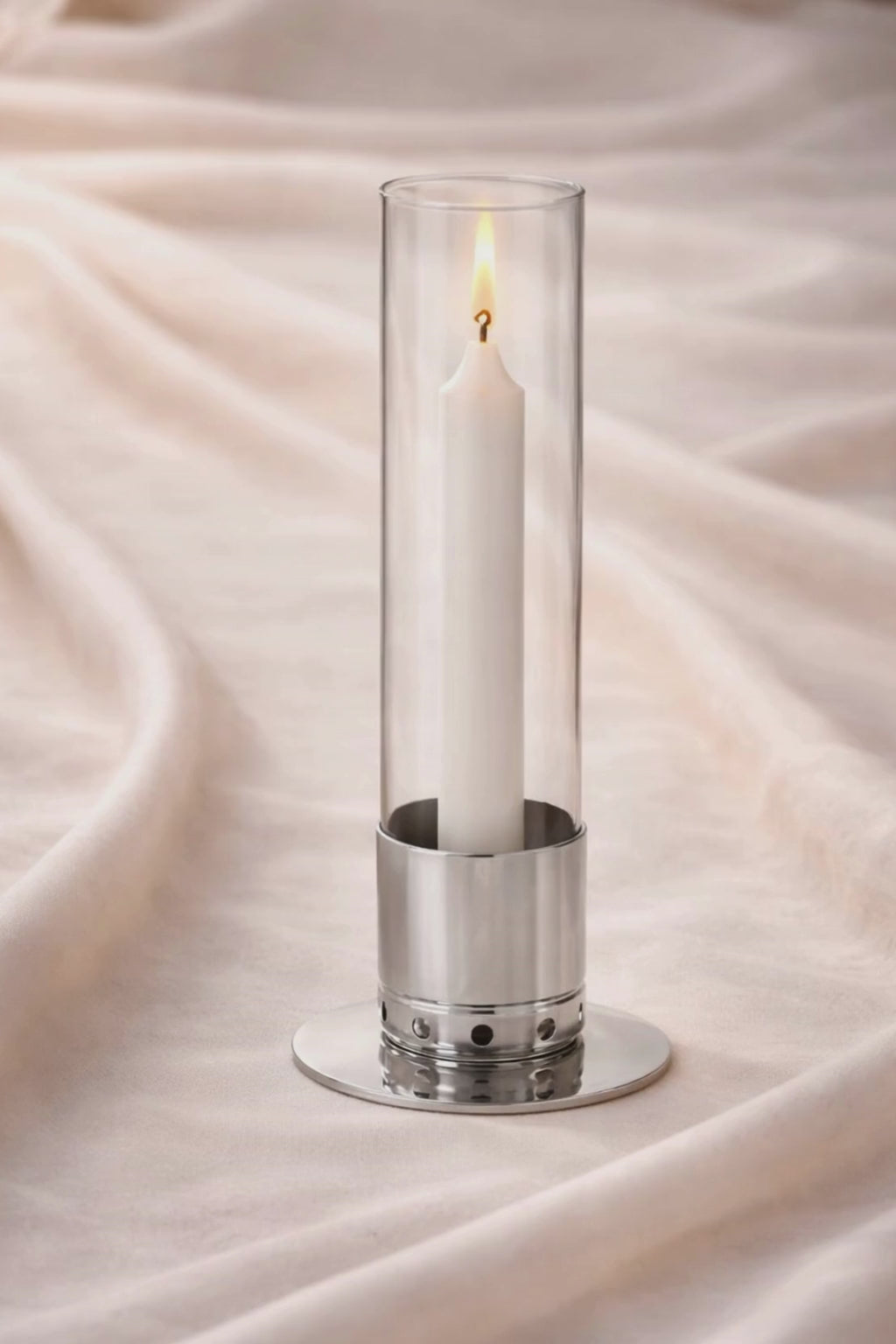 Elegant Windproof Candle Lantern – Nickel Base